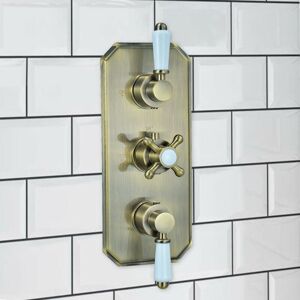 ENKI Regent Triple Shower Valve Crosshead Antique Bronze TSV044