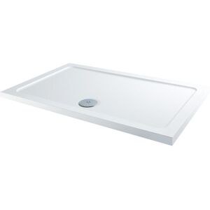 Lithic - White Low Profile Rectangular Shower Tray - 1000mm x 760mm - Milano