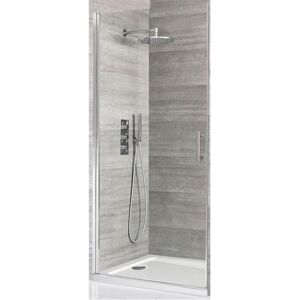 Portland - Chrome Walk In Wet Room Hinged Door Shower Enclosure and White Tray with Fast Flow Waste - 1000mm x 700mm - Milano Portland - Chrome Walk In Wet Room Hinged Door Shower Enclosure and White Tray with Fast Flow Waste - 1000mm x 700mm - Milano