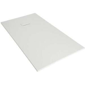 Milano Rasa - White Low Profile Rectangular Textured Slate Effect Shower Tray and Waste - 1500mm x 800mm