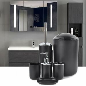 Unbranded Black 6 Piece Bathroom Shower Accessory Set Bath Accessories - Bin, Soap Dispens