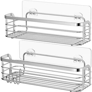 Avoalre Shower Caddy Adhesive 2 Pack With Hook Rustproof Shower Shelf Stainless Steel SUS304 Bathroom Shower Organiser Storage Basket Wall Mounted Shower Storage No Drilling Silver - Brand New