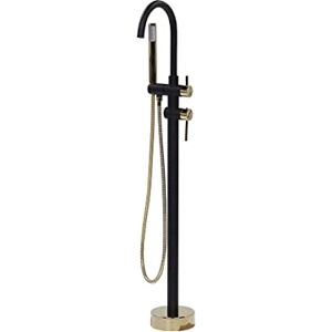 Beliani Modern Freestanding Tub Bath Faucet Mixer Tap Brass Black with Gold Tugela