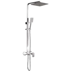 JEVHLYKW Adjustable Height Shower System Stainless Steel,Wall Mounted Shower Set Rainfall with Overhead Hand Held Shelf,Modern Shower Mixer Set for Bathroom Hotel,Square