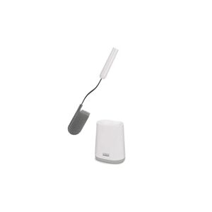 Joseph Joseph Flex Lite - Silicone Toilet Brush with slimline holder set, flexible anti-drip, anti-clog deep clean head, Grey/White, Small