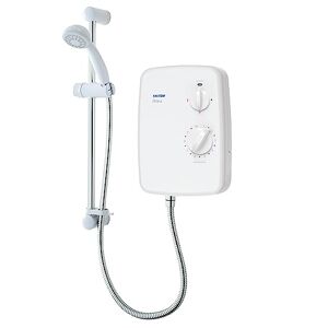 Triton Showers Riba Shower Electric 9.5 kW Triton Shower I White I Electrical Showers with Showerhead & Anti Twist Hose Best Electric Shower Units for Bathrooms