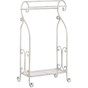 Beliani Towel Stand White Old Looking Vintage Bathroom Rack Freestanding Linares