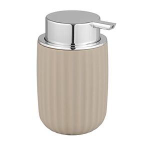 WENKO Agropoli soap dispenser, beige, refillable soap dispenser for 250 ml liquid soap made of high-quality plastic with sculptural design & textured surface, 7.5 x 12.5 x 9 cm