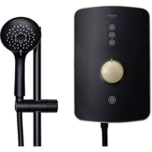 Triton Showers Amala Metallic Shower Electric 9.5 KW I Black I Brushed Brass I Electrical Showers with Showerhead and Anti Twist Hose Best Electric Shower Units for Bathrooms