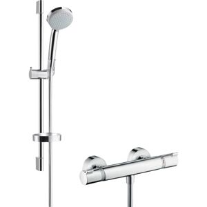 Hansgrohe Croma 100 Shower system Vario EcoSmart 9 l/min with Ecostat Comfort thermostatic mixer and shower rail 65 cm