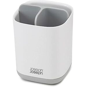 Joseph Joseph Easy-Store - Compact Toothbrush Holder Caddy Bathroom Storage- White/Grey