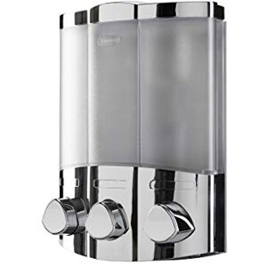 Croydex Triple Soap Dispenser, Shower Dispenser Wall Mounted, Lifts Off for Easy Refill, Shower Gel Dispenser, Perfect for Bathroom or Kitchen, Eliminates Clutter, All Fixings Included, Chrome