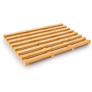 Relaxdays Mat Made of Bamboo (56.5 x 36.5 x 3 cm) for Placing Next to Bath or Shower/Wooden Grating Duck Board Bathroom, Medium Wood Tone, 36.5 x 56.5 x 3 cm