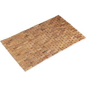 Relaxdays Bamboo Bath Mat 50x80 cm, Bathtub Rug, Hygienic, Foldable, Floor Mat for Indoors, Natural