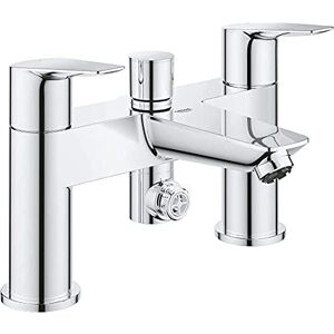 Grohe Start Edge – Two Handled Bath/Shower Mixer Tap (Deck Mounted, Metal Lever, Automatic Diverter Lockable: Bath/Shower, Integrated Non-Return Valve, Low Pressure Min. 0.5 Bar), Chrome, 25236001