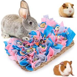 LLGLTOMO 12" x 8" Rabbit Seagrass Snuffle Mat, Pure Hand-woven Felt Cloth Pet Foraging Mat, Enrichment Toy Bed Activity Mat for Rabbits, Bunny, Guinea Pigs, Ferrets, Chinchillas, Small Animals