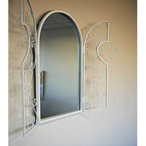 SHS Trading Ltd Large Metal Vintage Garden Wall Mirror - White   Wowcher