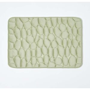 Homescapes Memory Foam Sage Green Shower Mat Pebble Design Non-Slip Backing