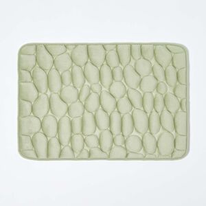 Homescapes Memory Foam Sage Green Shower Mat Pebble Design Non-Slip Backing