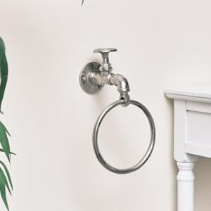 Silver Metal Tap Towel Holder Material: Metal