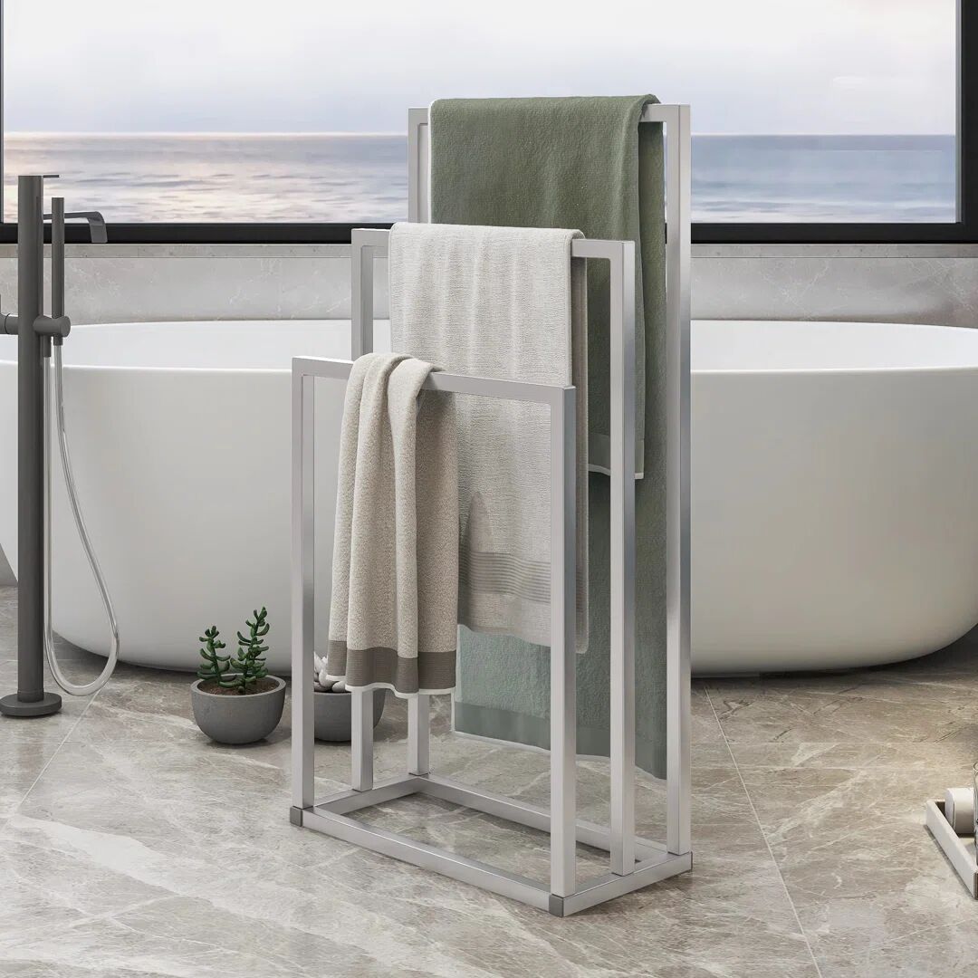 Photos - Towel Holder Ebern Designs Lativia Free Standing Towel Stand gray 86.0 H x 45.0 W x 22.