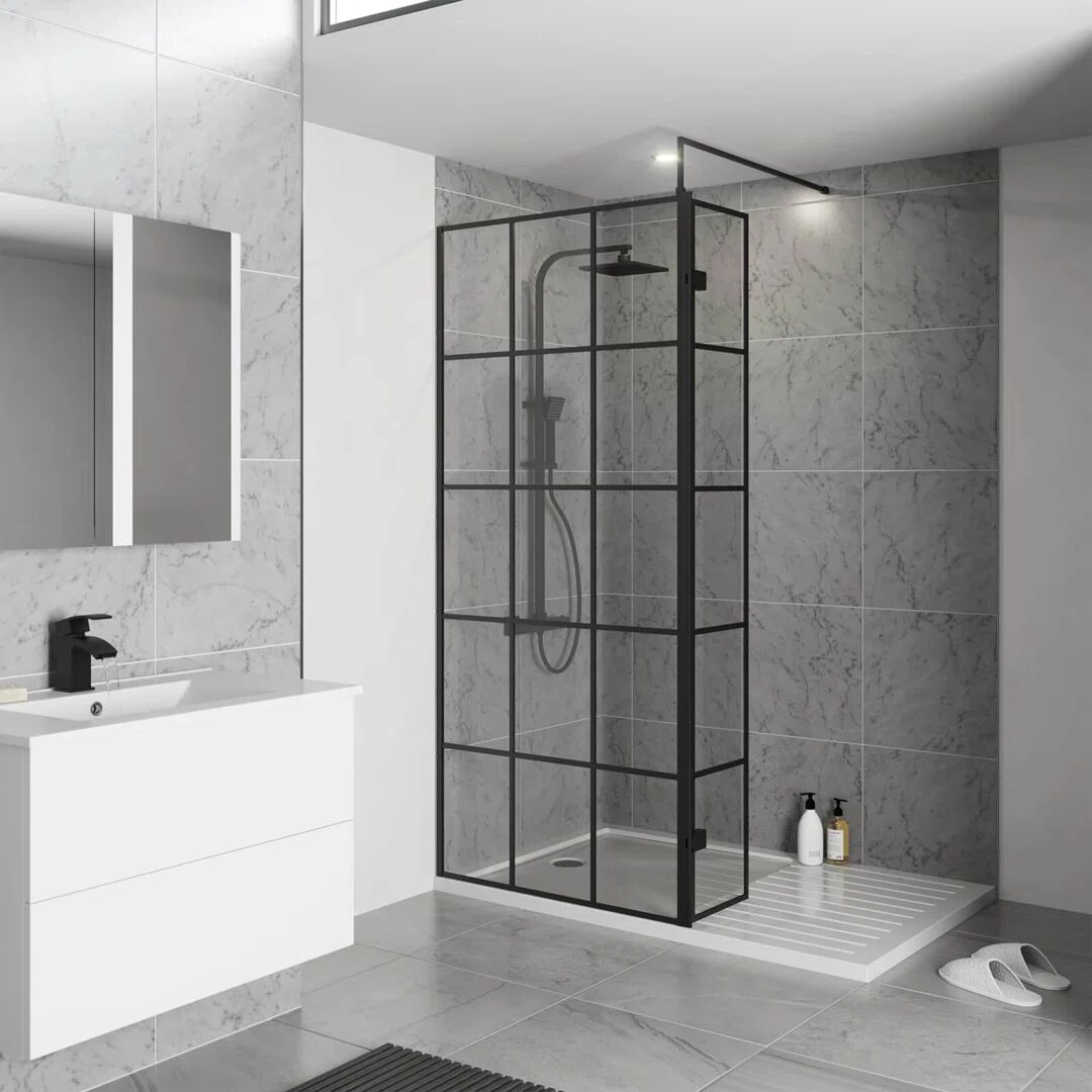 Photos - Shower Screen Belfry Bathroom Sidra 8mm Tempered Glass Wet Room Screen black 195.0 H x 7