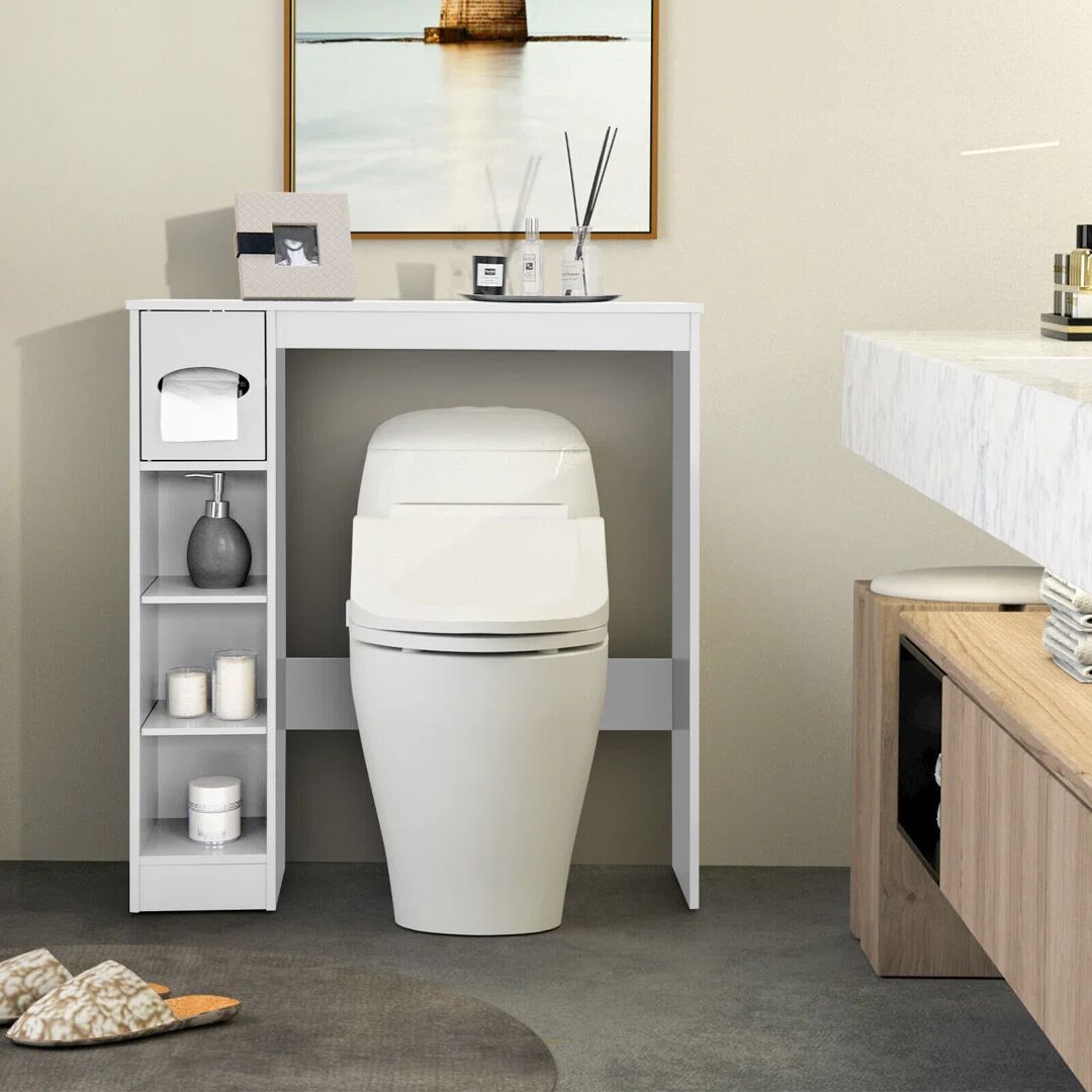 Photos - Other sanitary accessories 17 Stories Nikaila Freestanding Over The Toilet Storage brown/white 82.0 H