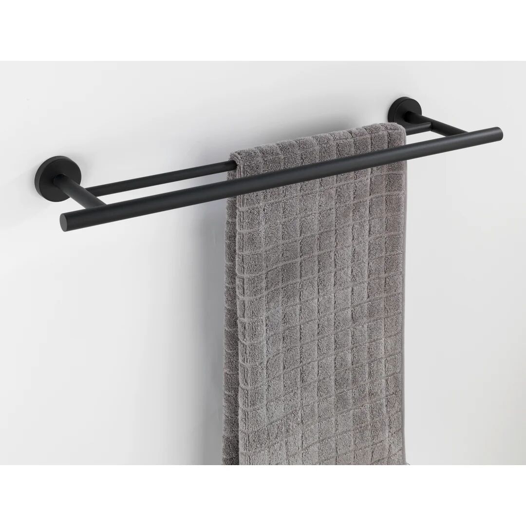 Photos - Towel Holder Wenko Bosio Duo Matt Black Stainless Steel 60cm x 5.5cm x 14cm Towel Rail 