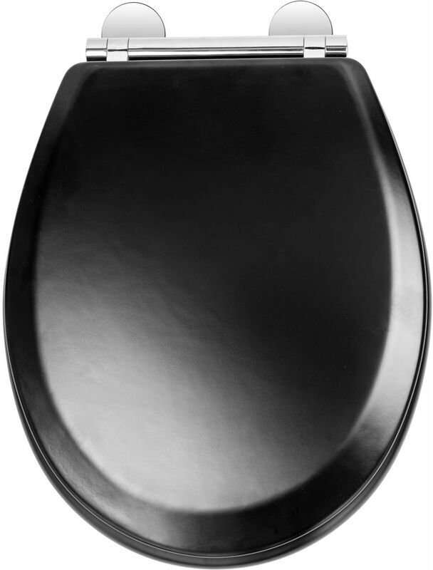 Croydex - Wooden Toilet Seat Soft Close Flexi Fit Bathroom Luxury Accessory Matt Black - Black