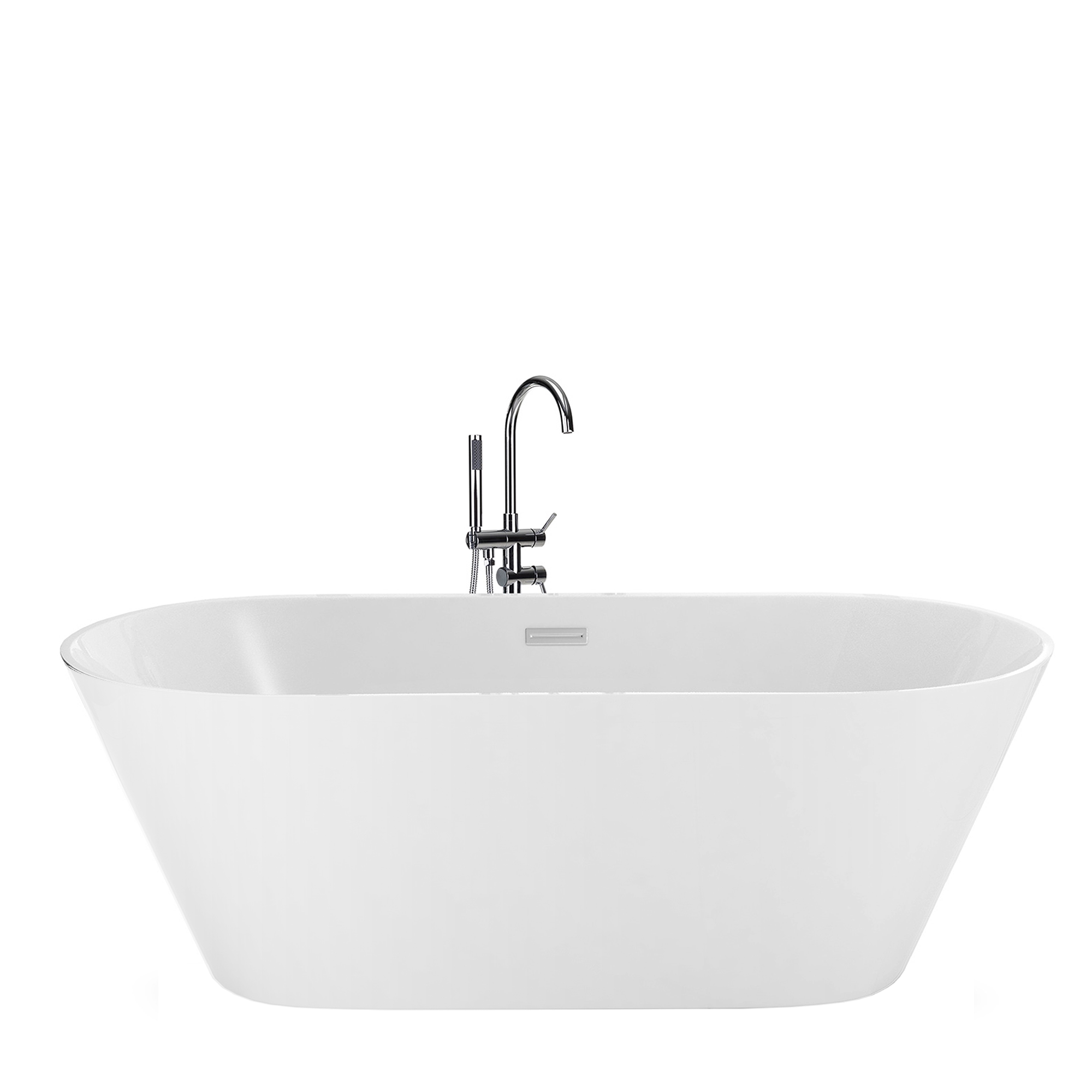 Beliani Freestanding Bath White Sanitary Acrylic Single 170 x 80 cm Oval Modern Design