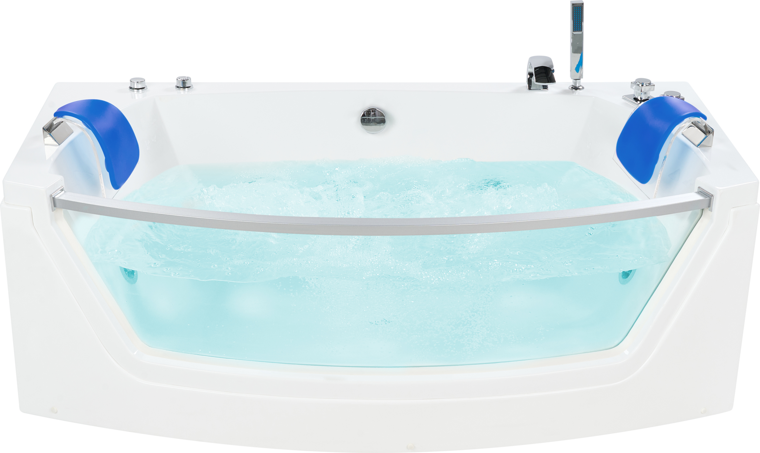 Beliani Whirlpool Bath White Sanitary Acrylic Glass Transparent Front Rectangular Double 119 x 85 cm with Headrests Modern Design