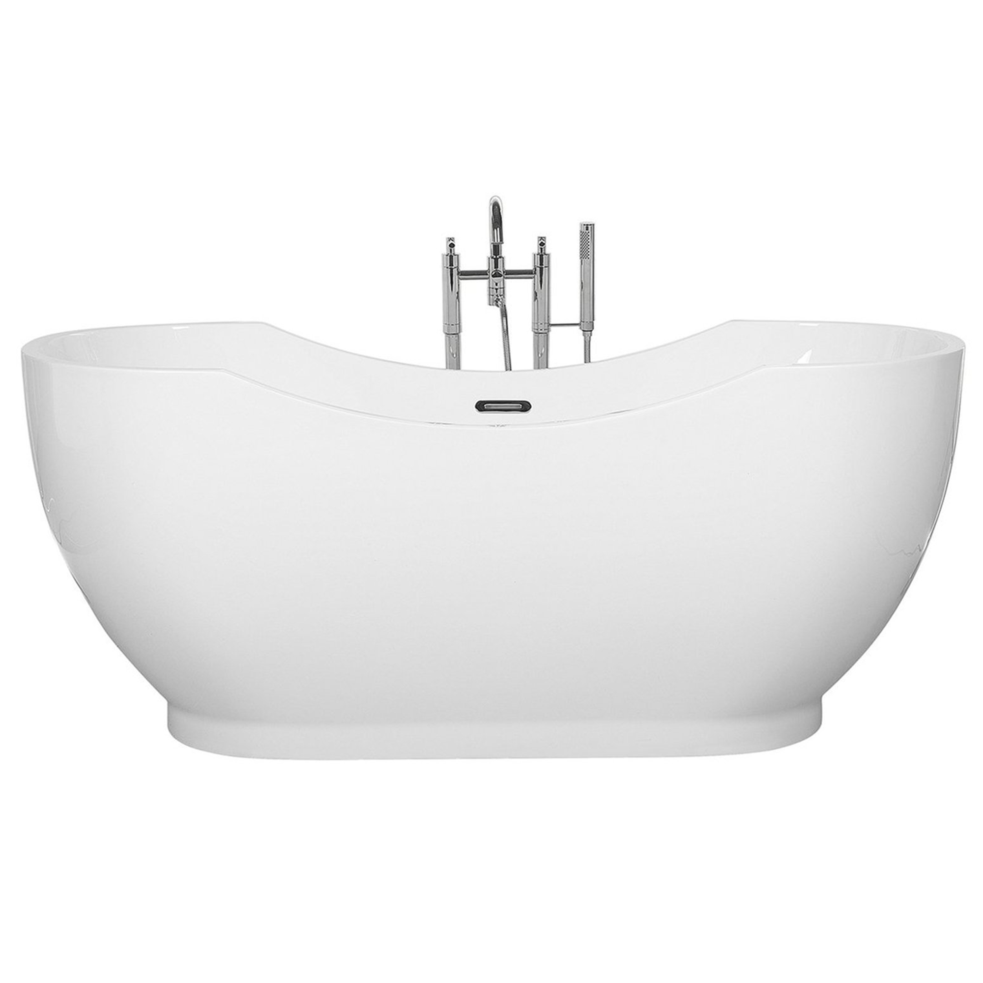 Beliani Freestanding Bath Glossy White Sanitary Acrylic Single 169 x 77 cm Oval Modern Design