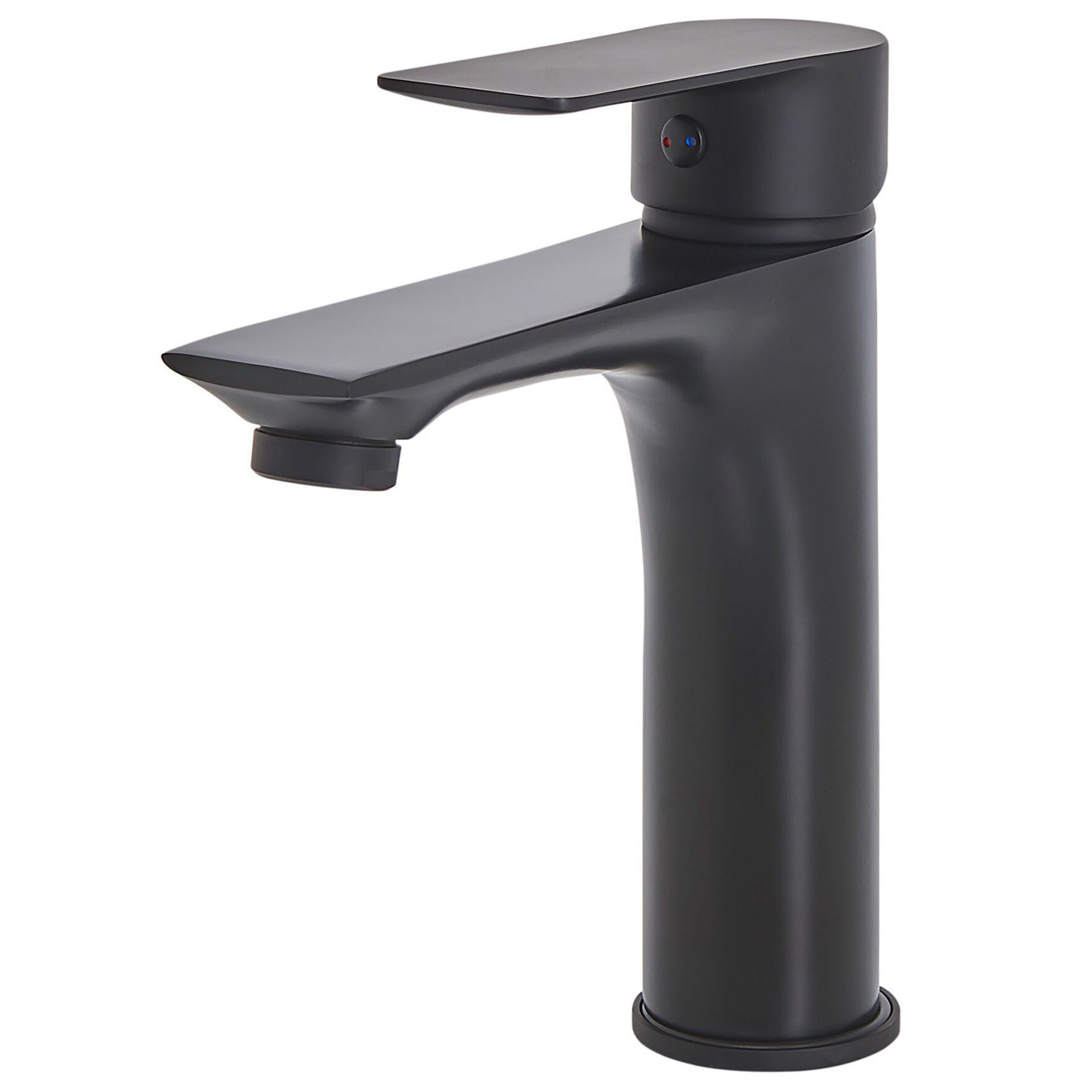 Beliani Basin Mixer Tap Matt Black Brass Single Lever Flat Spout