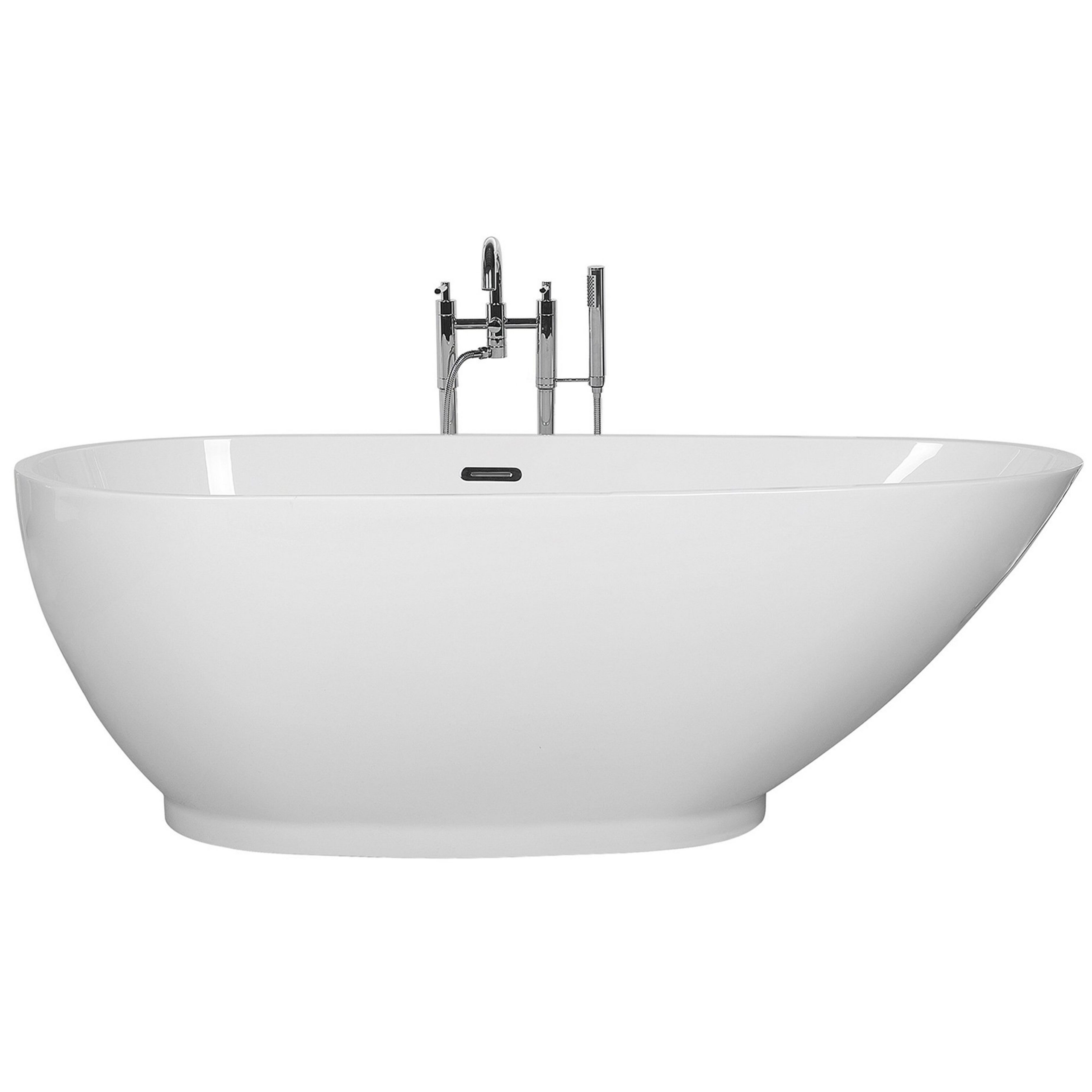 Beliani Freestanding Bath White Sanitary Acrylic Single 173 x 82 cm Oval Modern Design