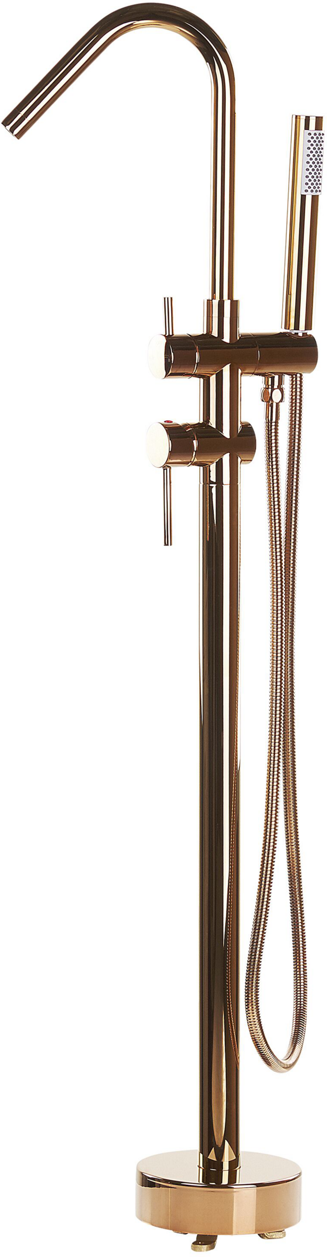 Beliani Bath Mixer Tap Copper Chrome Freestanding Modern