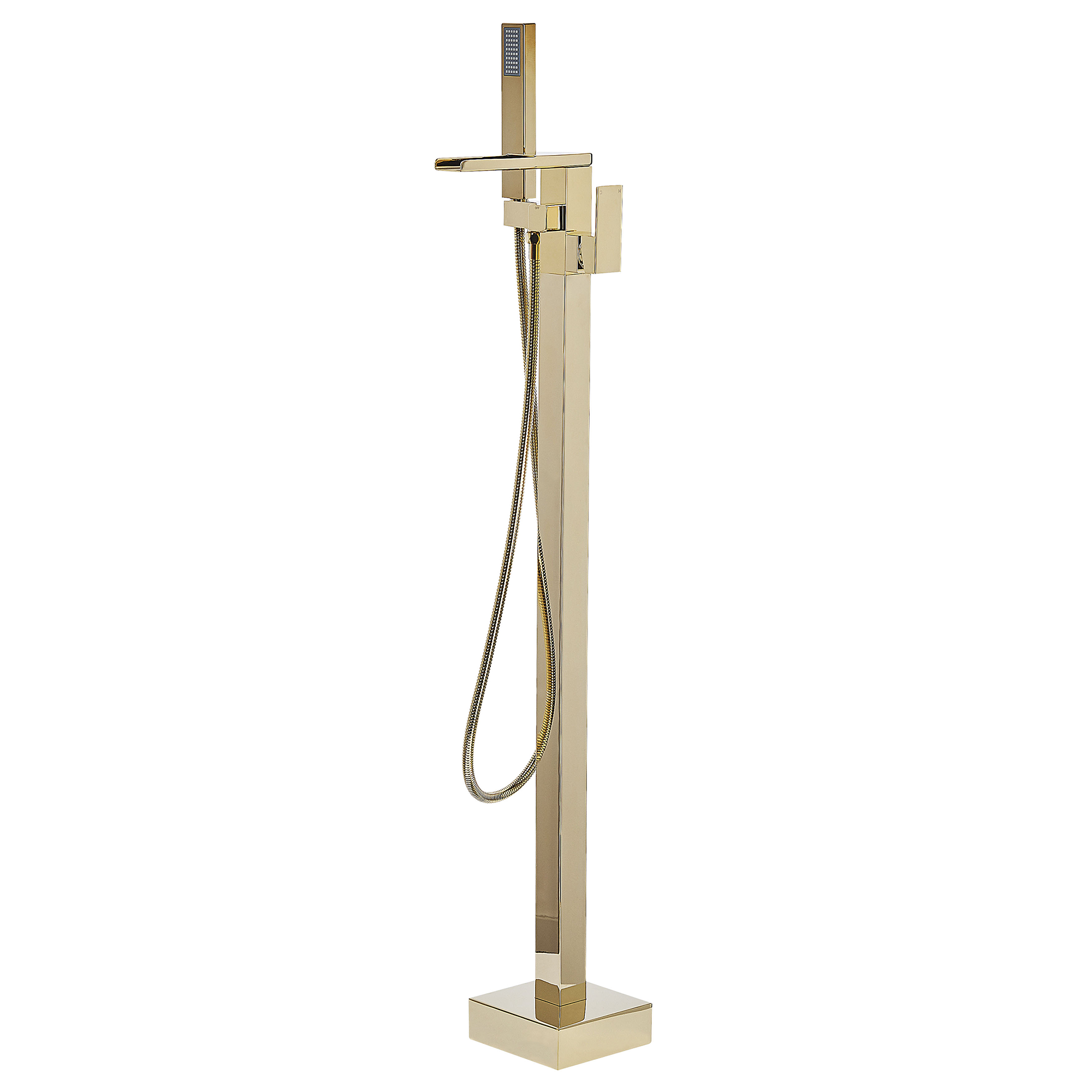 Beliani Bath Mixer Tap Gold Chrome Freestanding 118 cm Modern Bathroom Accessories