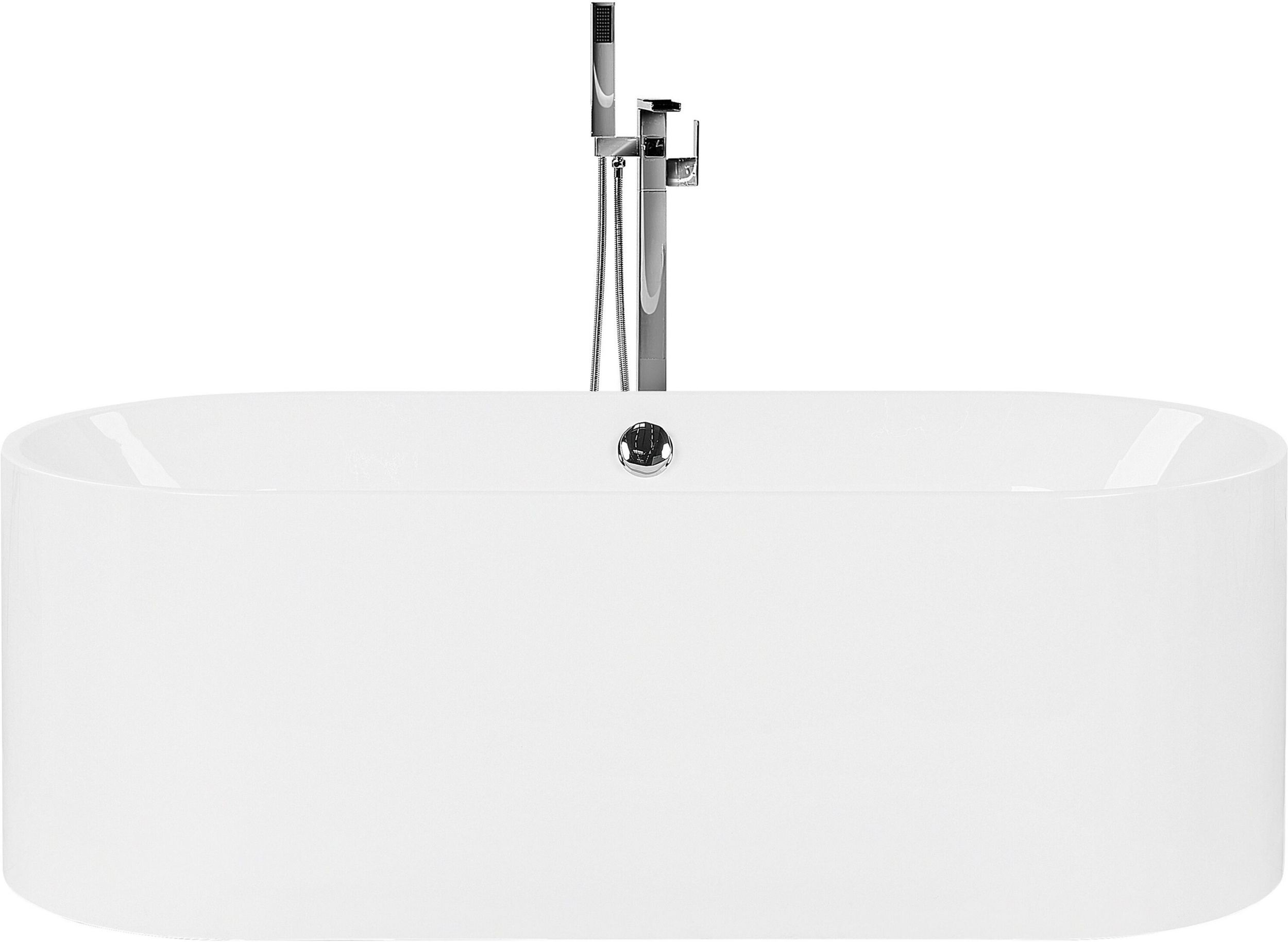 Beliani Bath White with Silver Sanitary Acrylic Single 170 x 75 cm Freestanding Modern