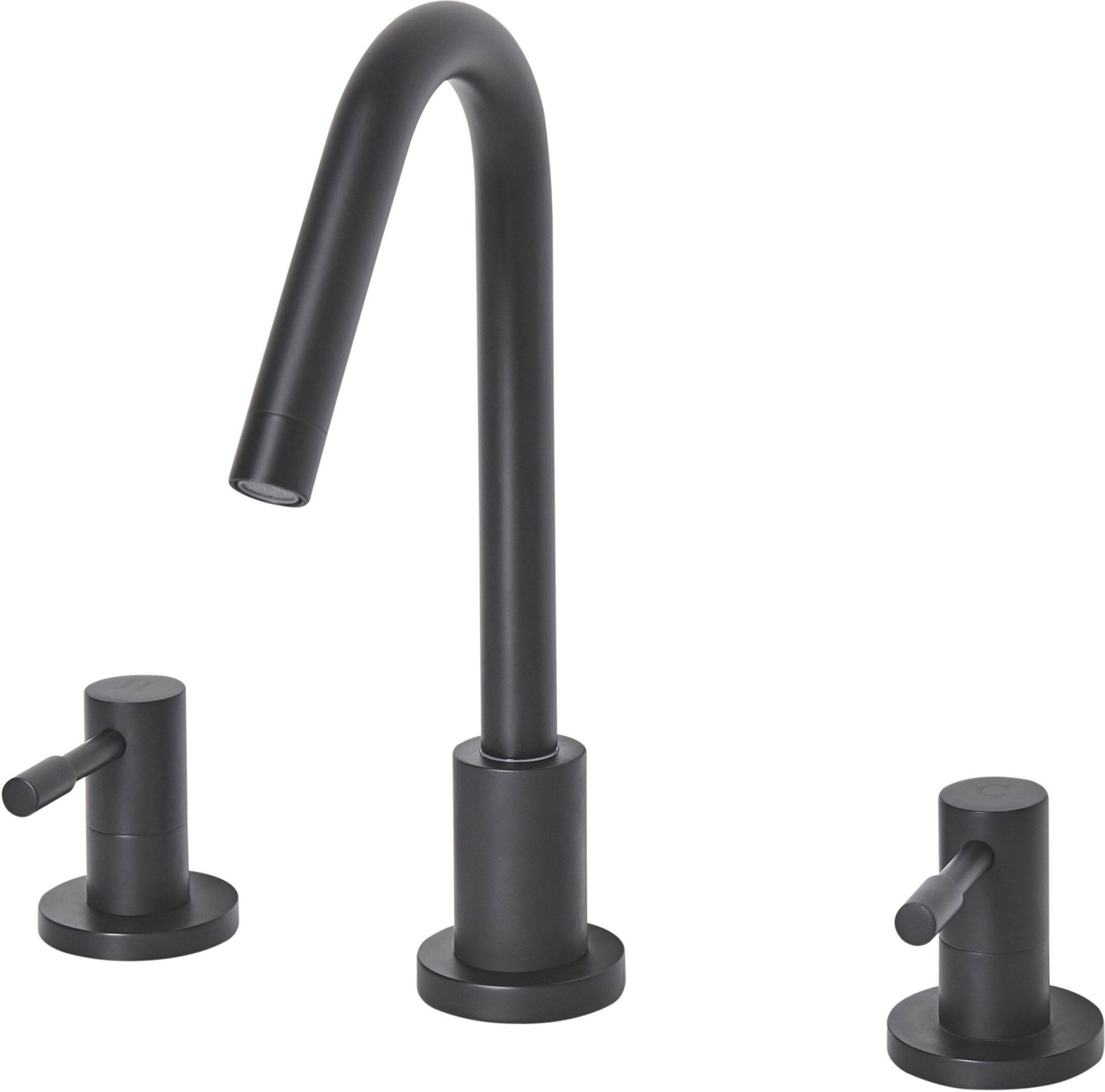 Beliani Basin Mixer Tap Black Matt Metal Brass Modern Bathroom Twin Lever Faucet