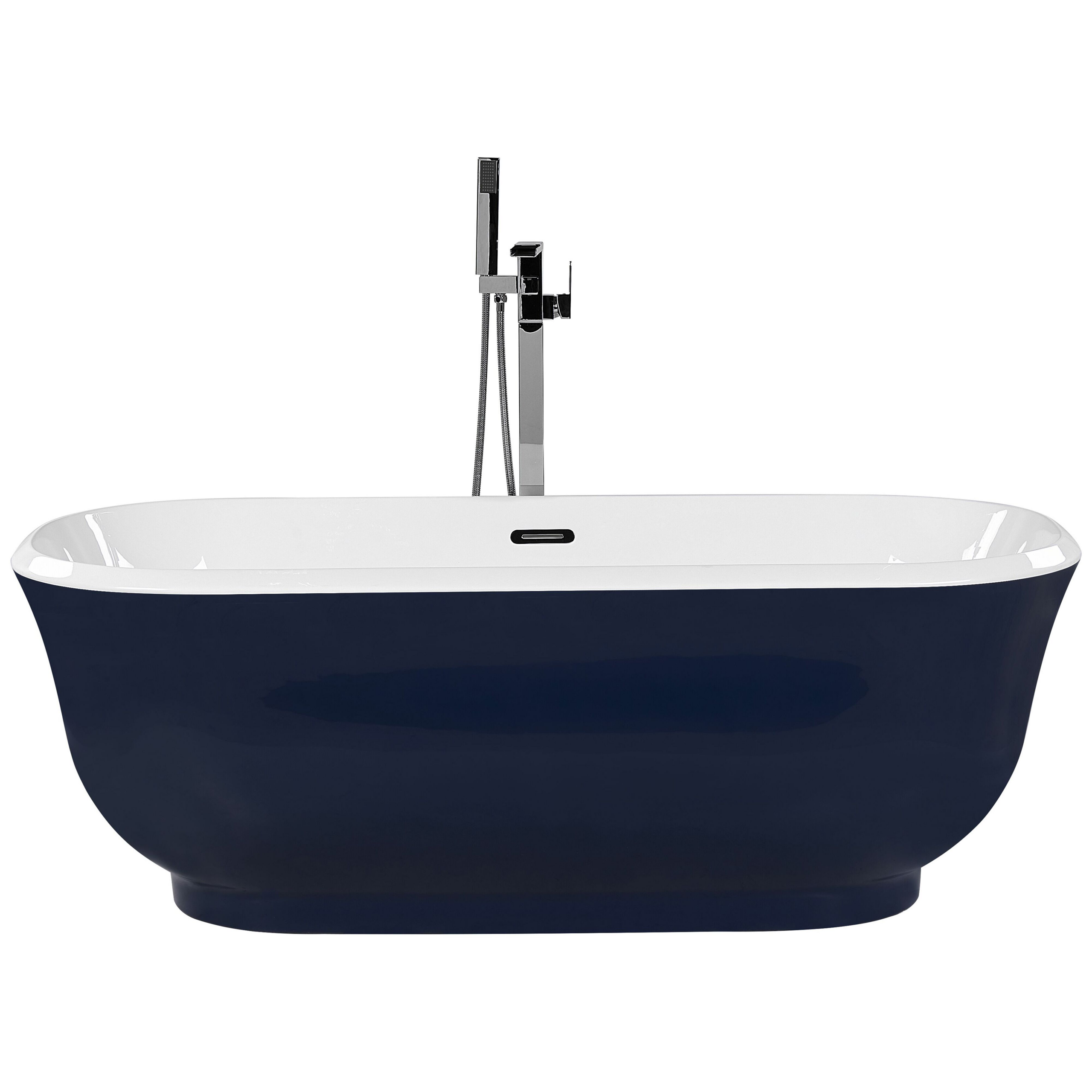 Beliani Freestanding Bath Blue Sanitary Acrylic Oval Single 170 x 77 cm Modern Design
