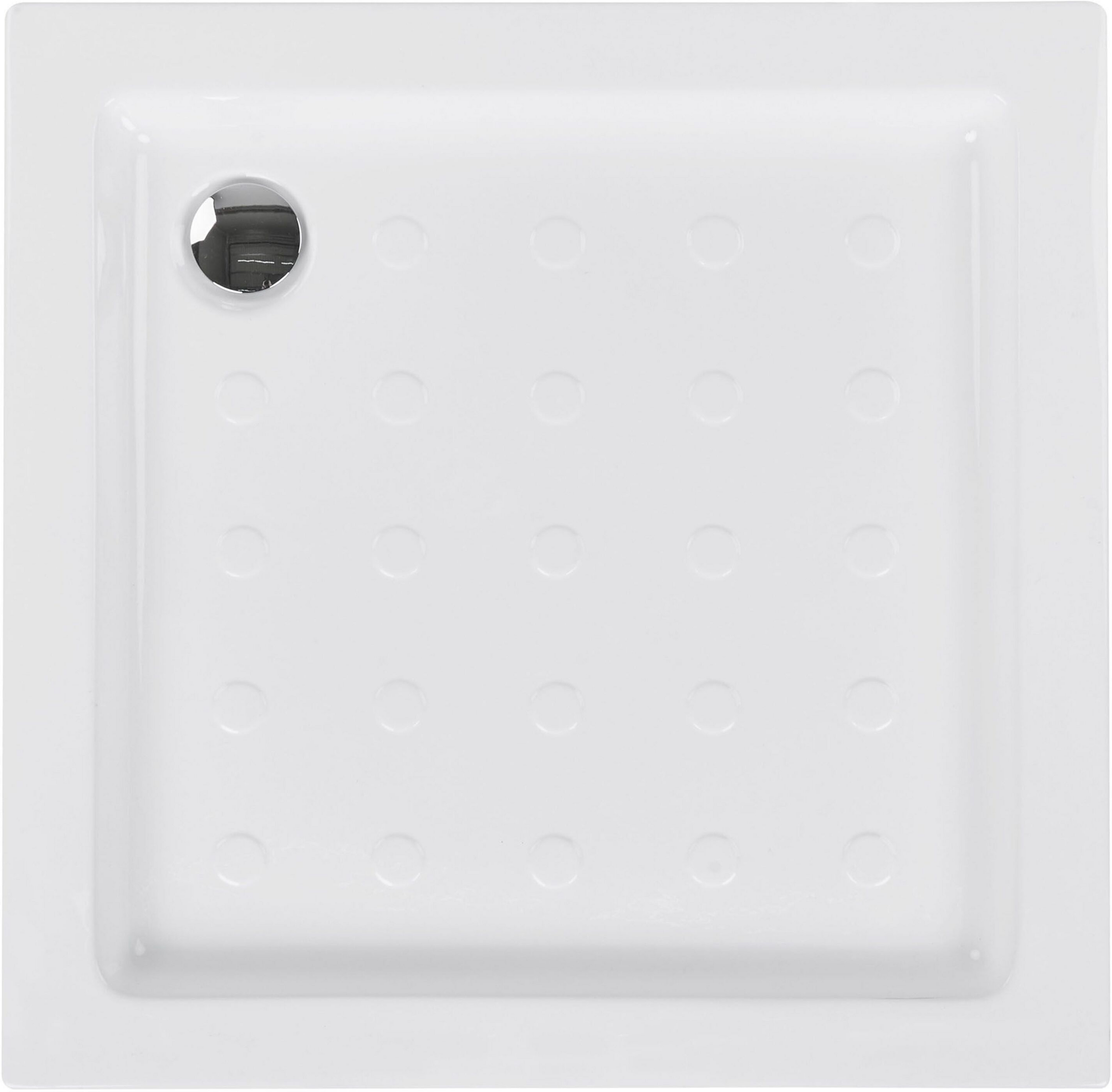 Beliani Shower Tray with Drain White Acrylic with ABS 80 x 80 x 7 cm Minimalist Anti-Slip