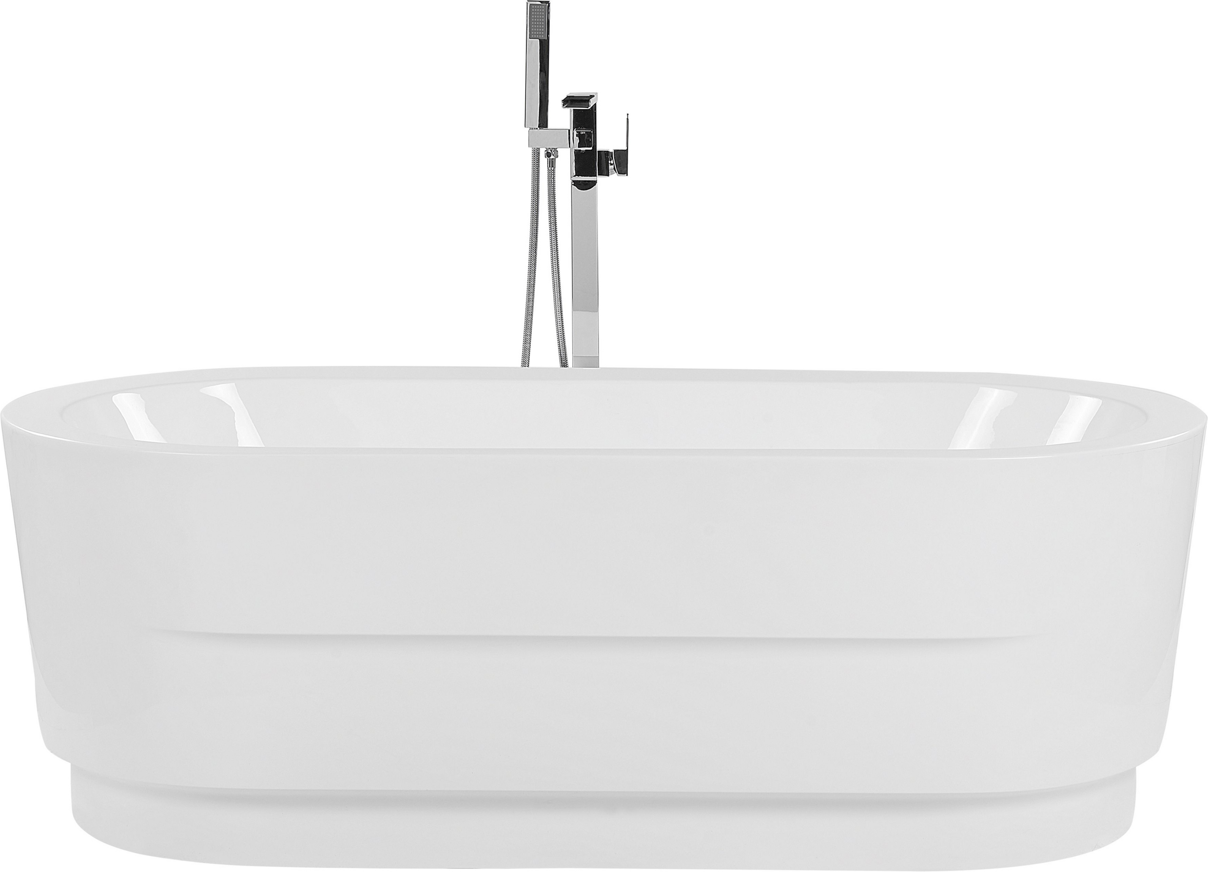 Beliani Freestanding Bath White Sanitary Acrylic Oval Single 170 x 80 cm Modern Design Minimalist