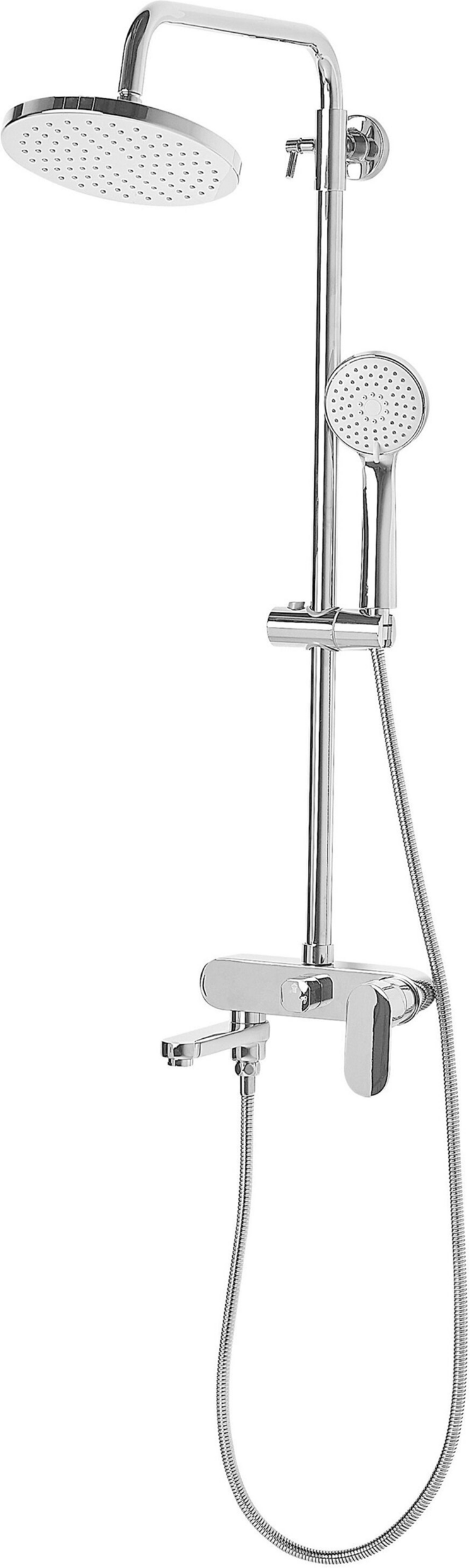 Beliani Mixer Shower Set Silver with Rain Function Brass Gloss Finish Glamour Modern