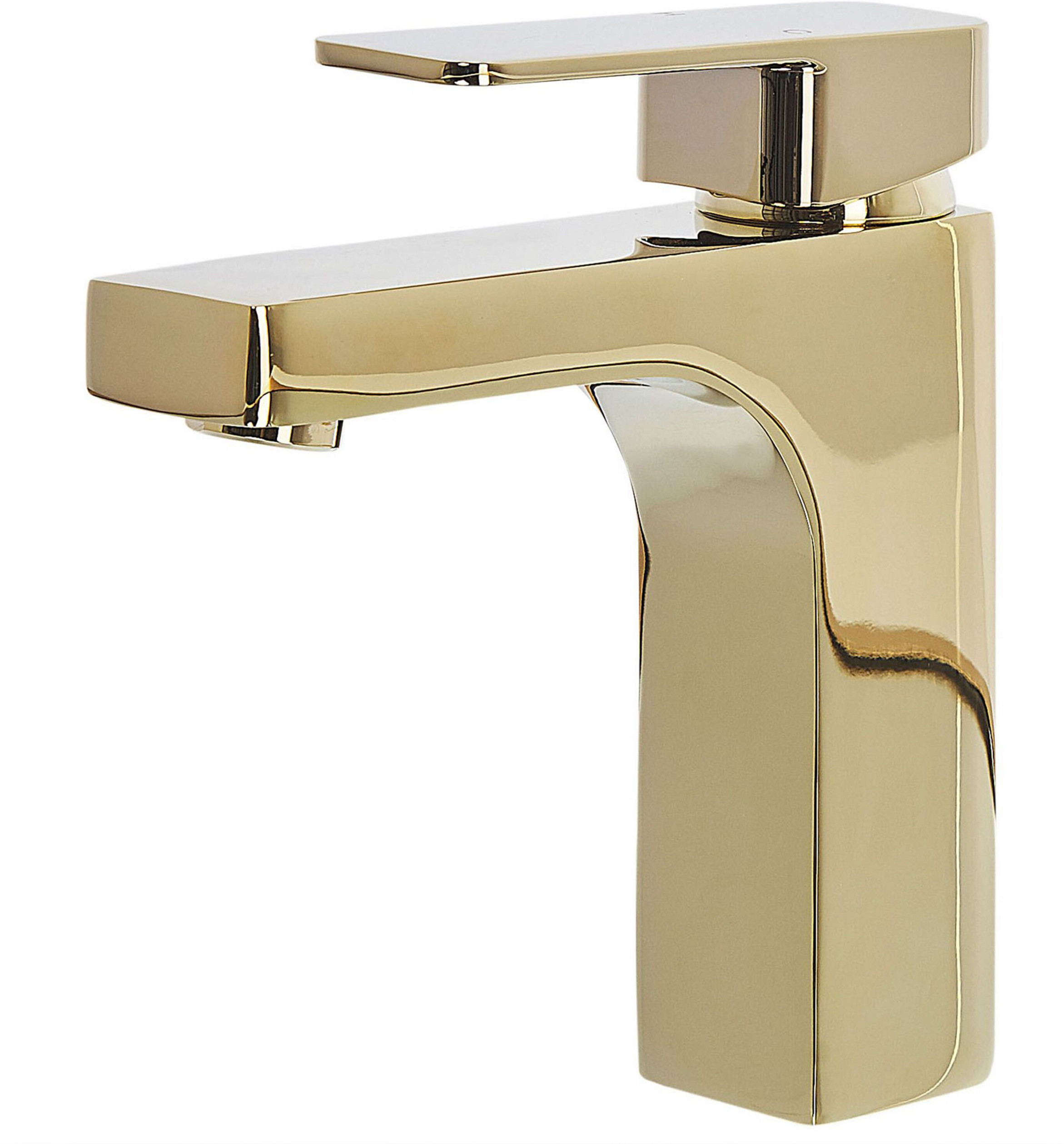 Beliani Basin Tap Gold Metal Bathroom Single Lever Glossy Finish Faucet Modern