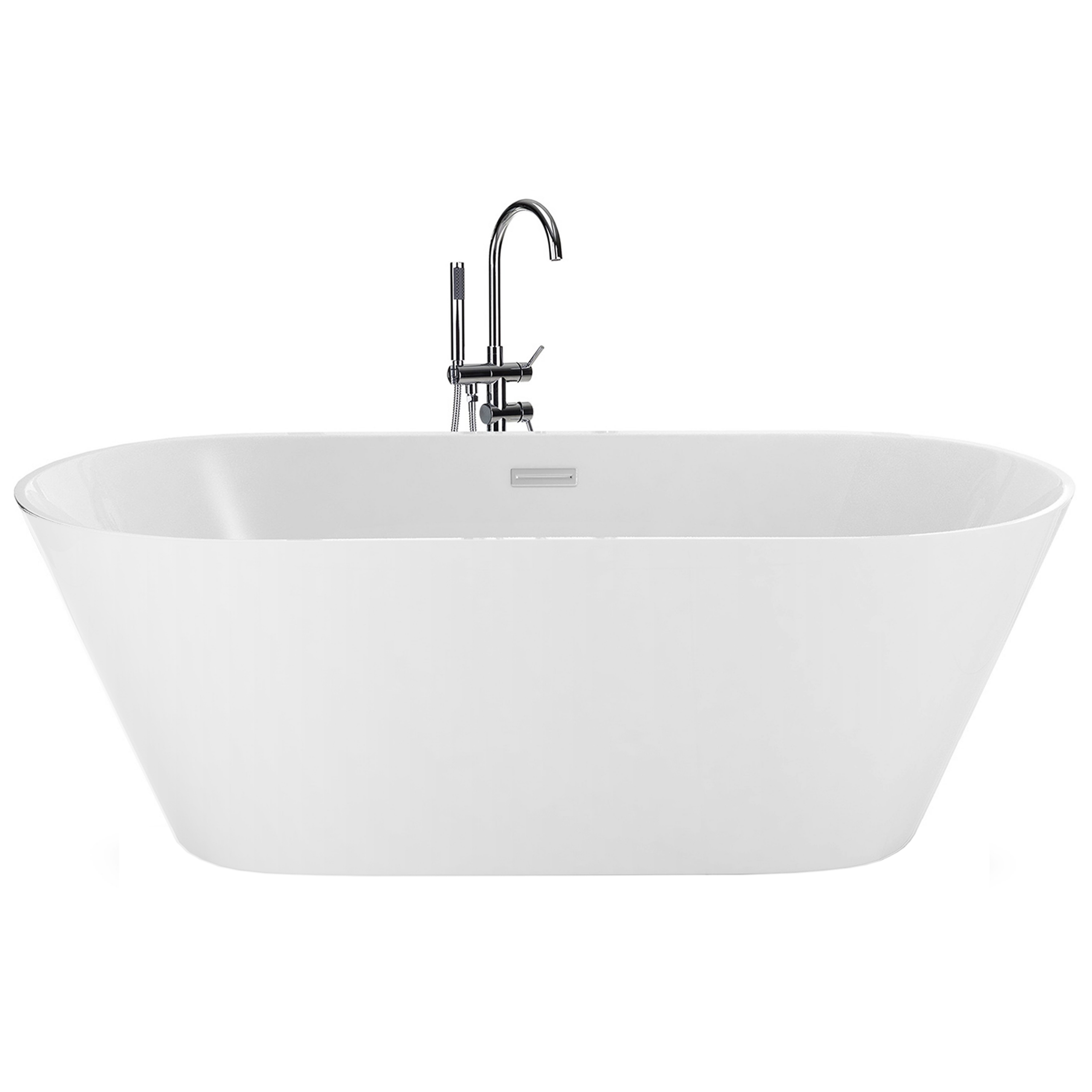 Beliani Freestanding Bath White Sanitary Acrylic Single 160 x 80 cm Oval Modern Design