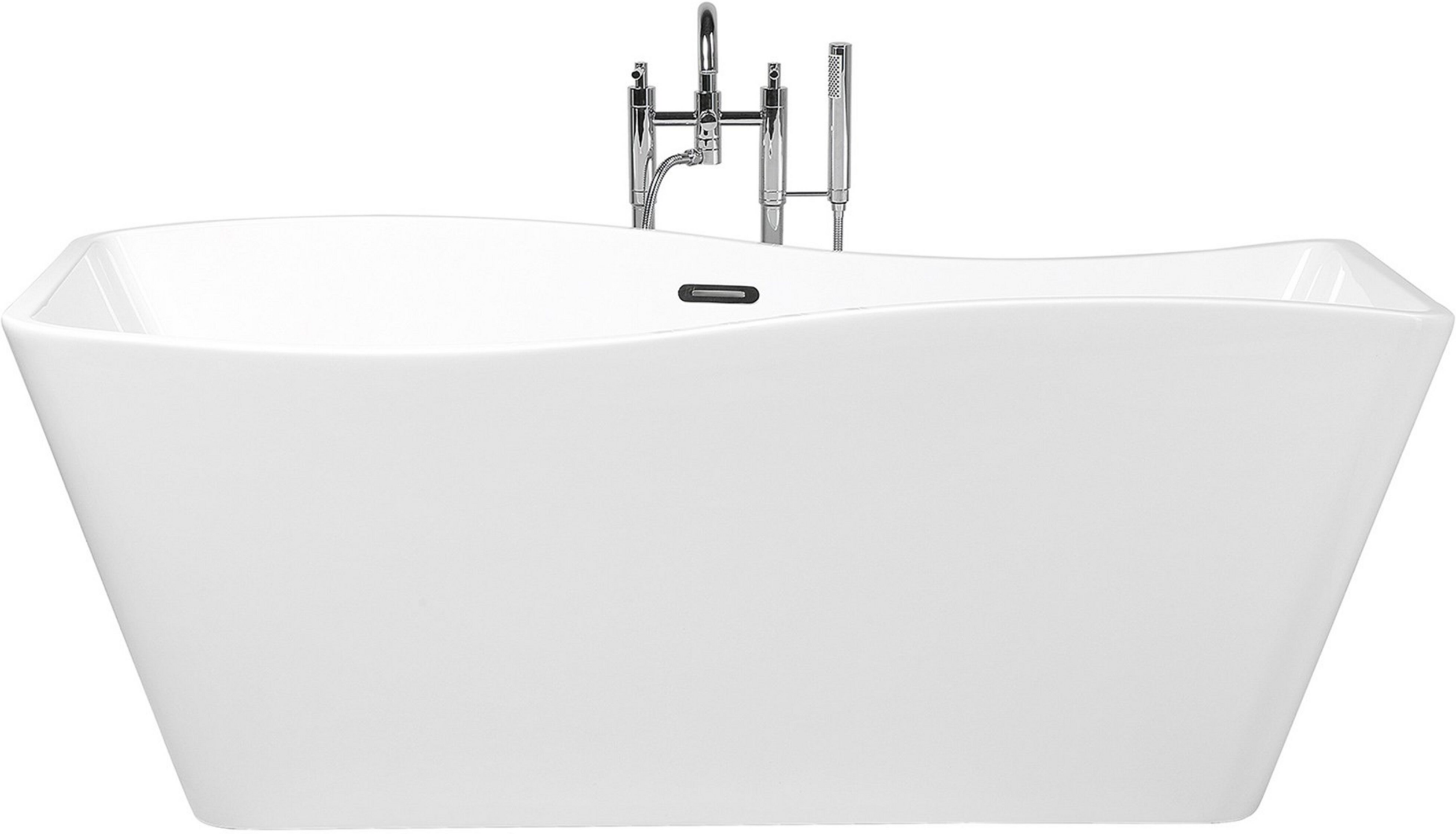 Beliani Freestanding Bath White Sanitary Acrylic Single 170 x 78 cm Wavy Rectangular Modern Design