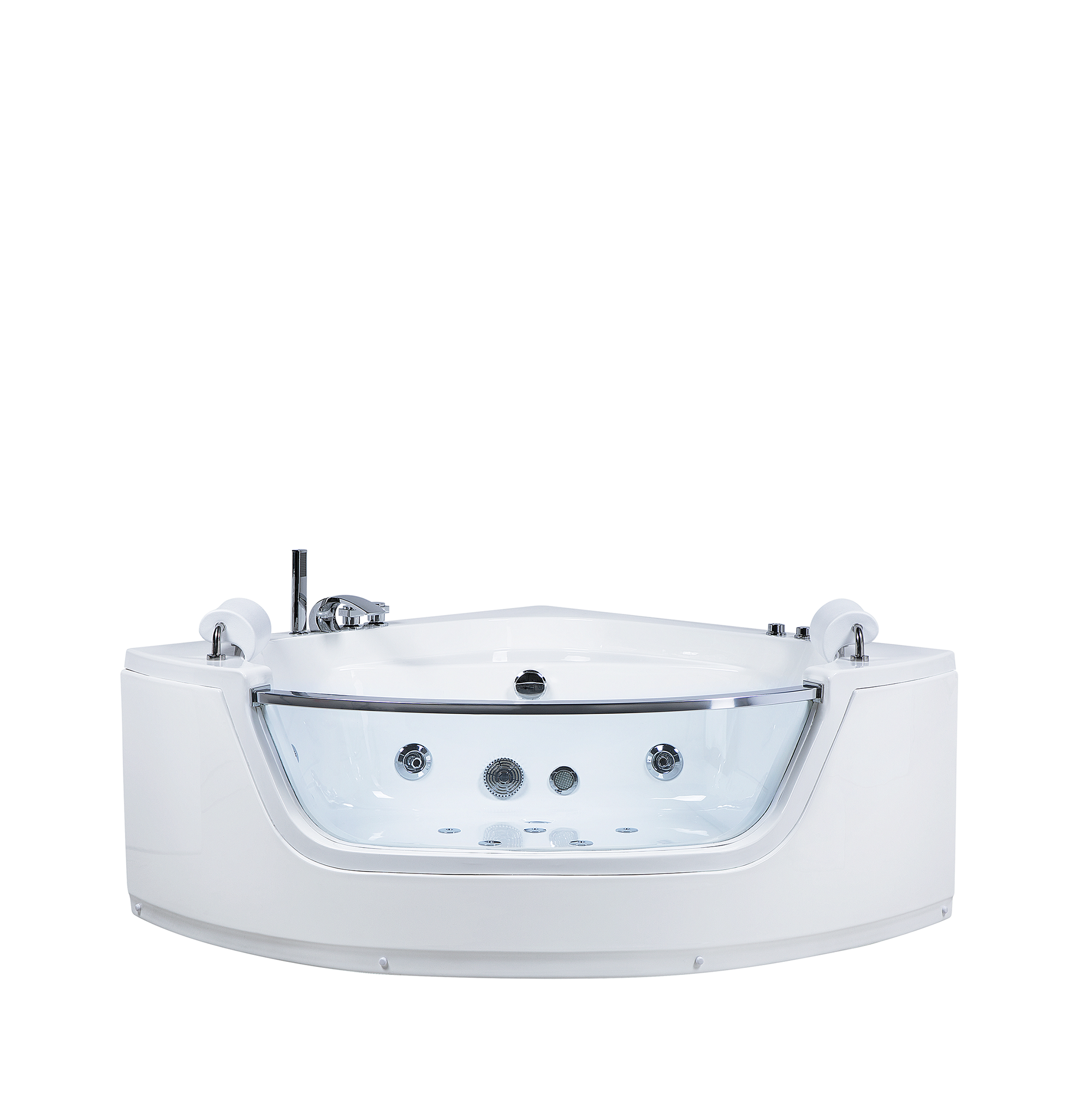 Beliani Corner Whirlpool Bath White Sanitary Acrylic with LED Massage Jets 192 x 136 cm Modern Design