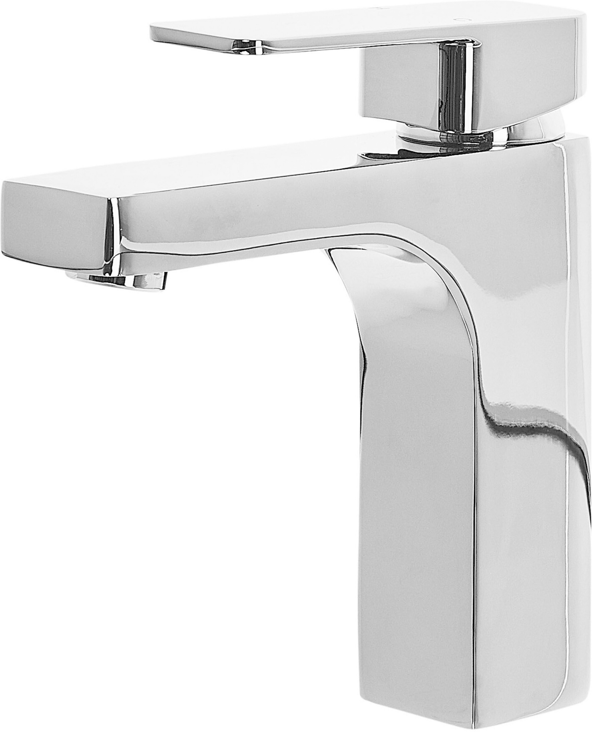 Beliani Basin Tap Silver Chromed Metal Bathroom Single Lever Faucet Modern