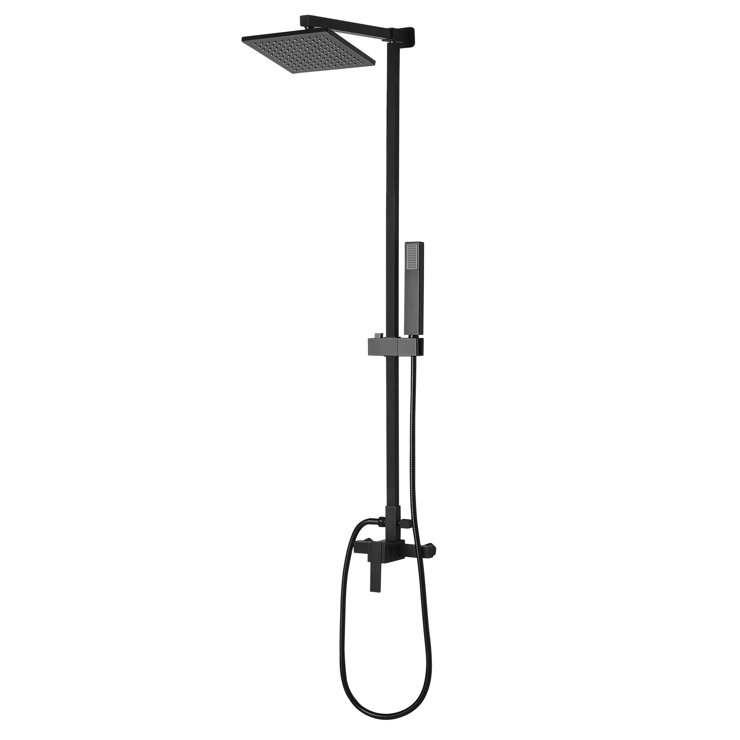 Beliani Modern Mixer Set Matt Black Brass Rainfall Hand Shower Wall Mounted