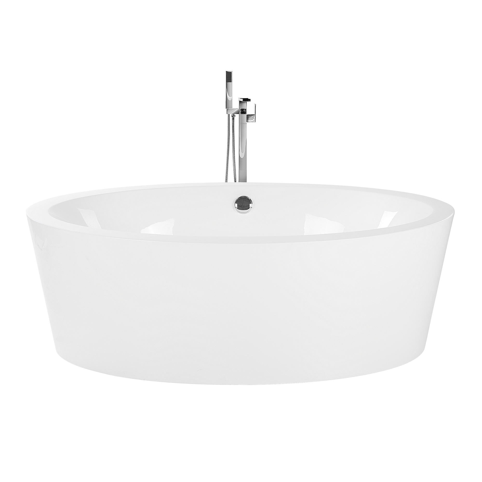 Beliani Bath White with Silver Sanitary Acrylic Single 170 x 105 cm Freestanding Modern