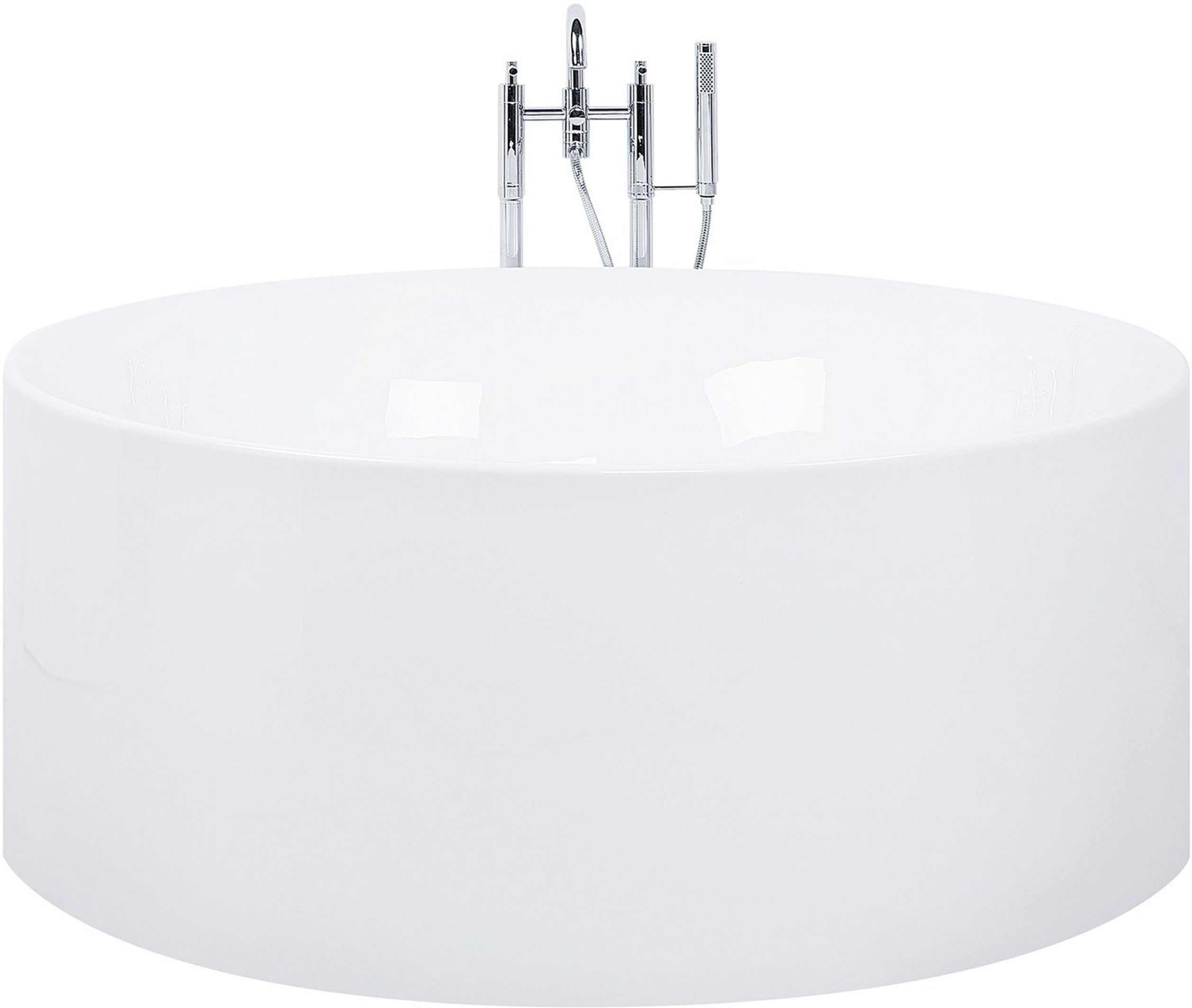 Beliani Freestanding Bath White Sanitary Acrylic Single 140 cm Round Modern Style